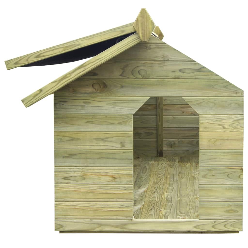 Garden Dog House with Opening Roof Impregnated Pinewood